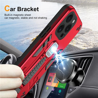 For iPhone 15 Pro Kickstand Case PC + TPU Dual Layer Protective Phone Cover