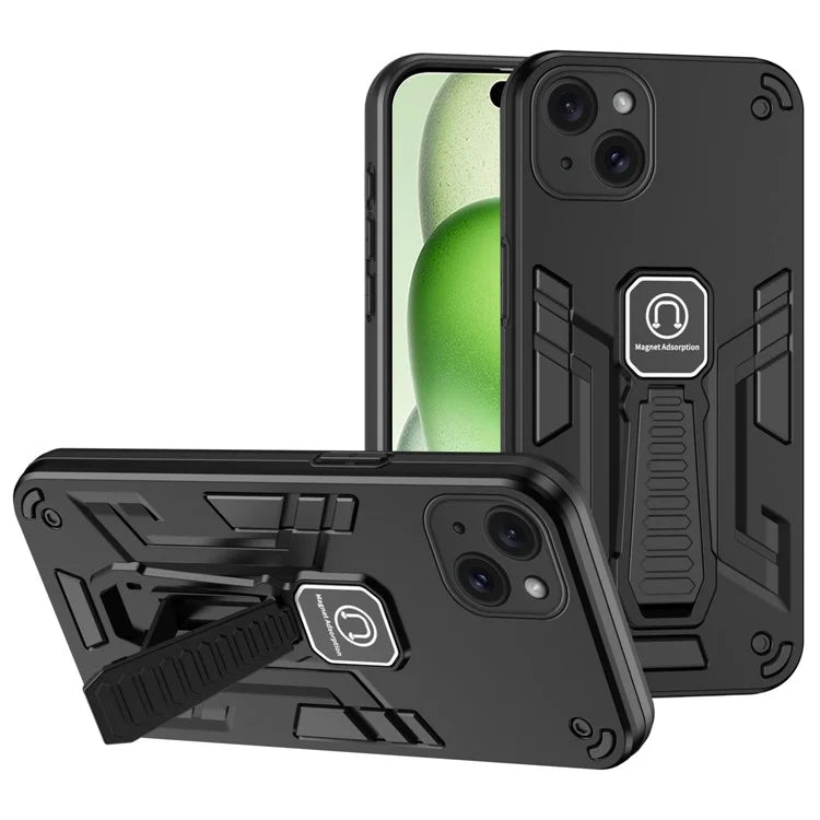 For iPhone 15 Plus Case PC + TPU Kickstand Phone Cover Drop Protection