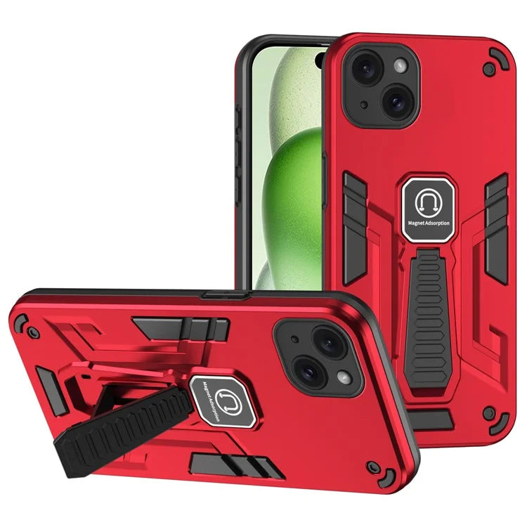 For iPhone 15 Plus Case PC + TPU Kickstand Phone Cover Drop Protection