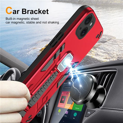 For iPhone 15 Plus Case PC + TPU Kickstand Phone Cover Drop Protection