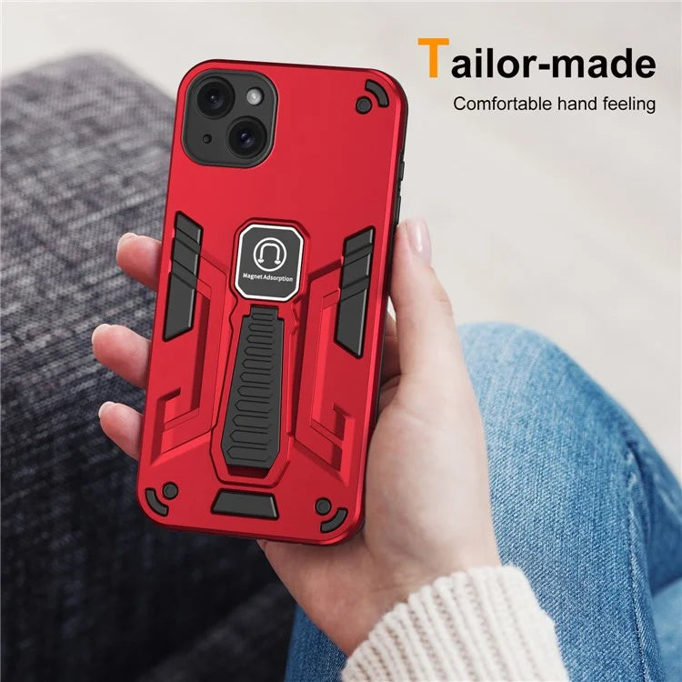 For iPhone 15 Plus Case PC + TPU Kickstand Phone Cover Drop Protection
