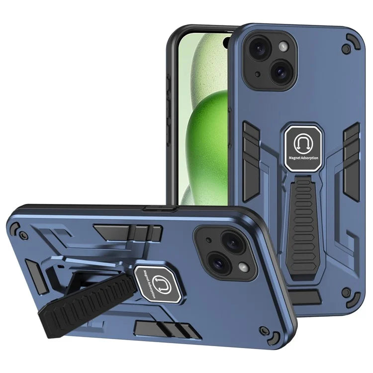 For iPhone 15 Plus Case PC + TPU Kickstand Phone Cover Drop Protection