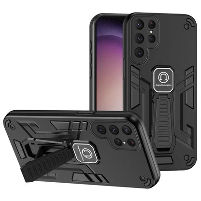 For Samsung Galaxy S24 Ultra Case Drop-resistant Kickstand Back Shell Work with Magnetic Car Mount