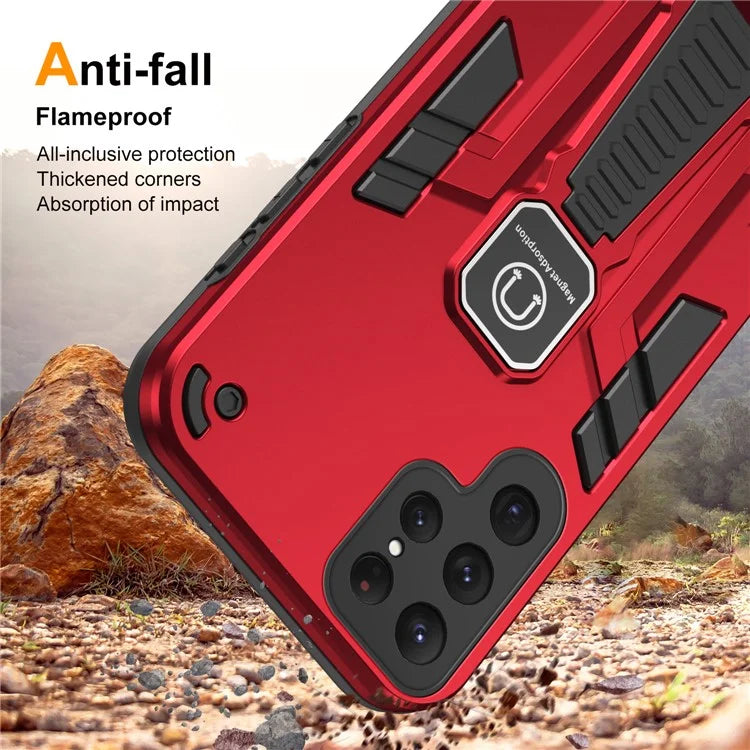For Samsung Galaxy S24 Ultra Case Drop-resistant Kickstand Back Shell Work with Magnetic Car Mount