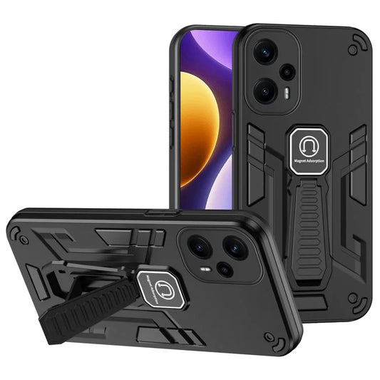 For Xiaomi Poco F5 5G / Redmi Note 12 Turbo Phone Case Shockproof Rugged Cover Car Mount Kickstand