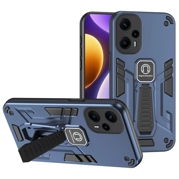For Xiaomi Poco F5 5G / Redmi Note 12 Turbo Phone Case Shockproof Rugged Cover Car Mount Kickstand