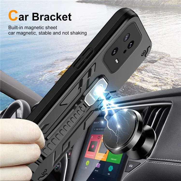 For Xiaomi 13 Phone Case Work with Magnetic Car Mount Kickstand Back Cover