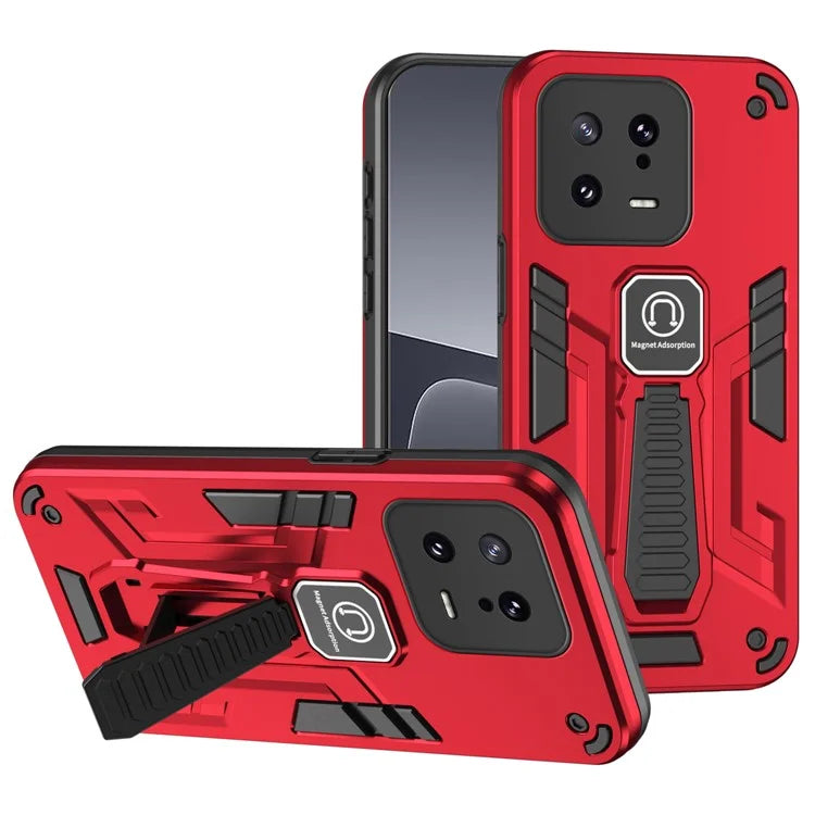 For Xiaomi 13 Phone Case Work with Magnetic Car Mount Kickstand Back Cover