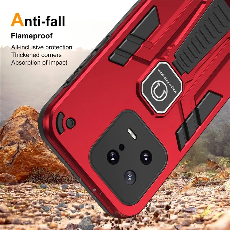 For Xiaomi 13 Phone Case Work with Magnetic Car Mount Kickstand Back Cover