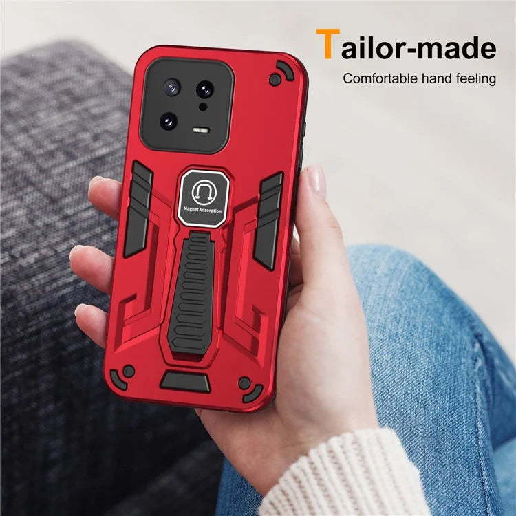 For Xiaomi 13 Phone Case Work with Magnetic Car Mount Kickstand Back Cover