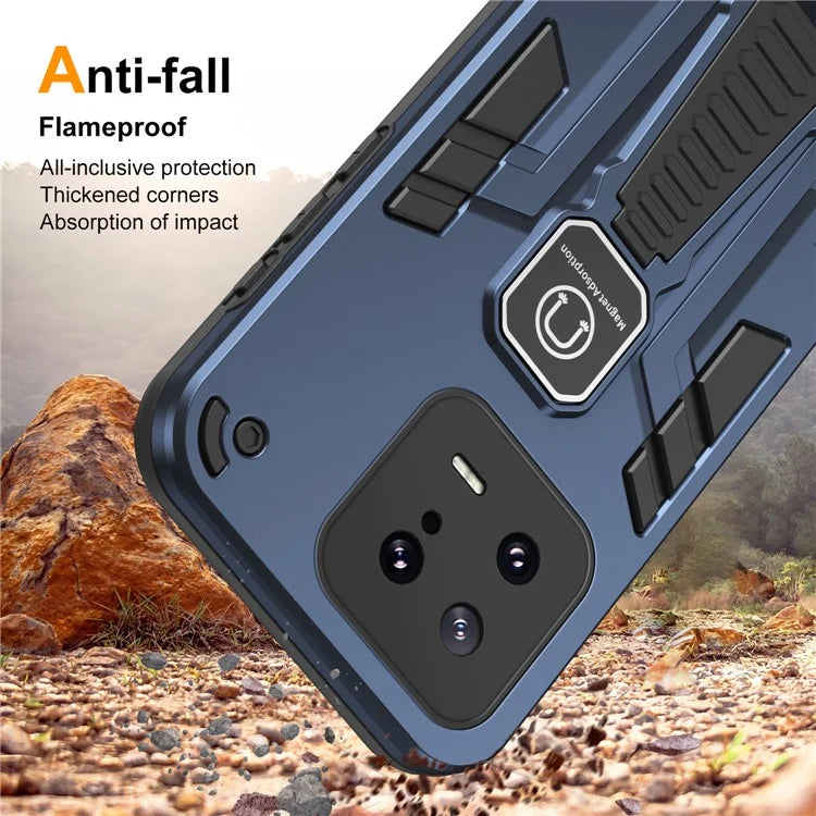 For Xiaomi 13 Phone Case Work with Magnetic Car Mount Kickstand Back Cover