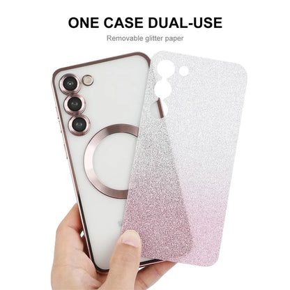 ENAKY HAT PRINCE For Samsung Galaxy S23 Magnetic Phone Case TPU Cover with Removable Glitter Paper
