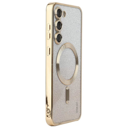ENAKY HAT PRINCE For Samsung Galaxy S24+ Magnetic Case Glitter TPU Phone Back Cover with Lens Film