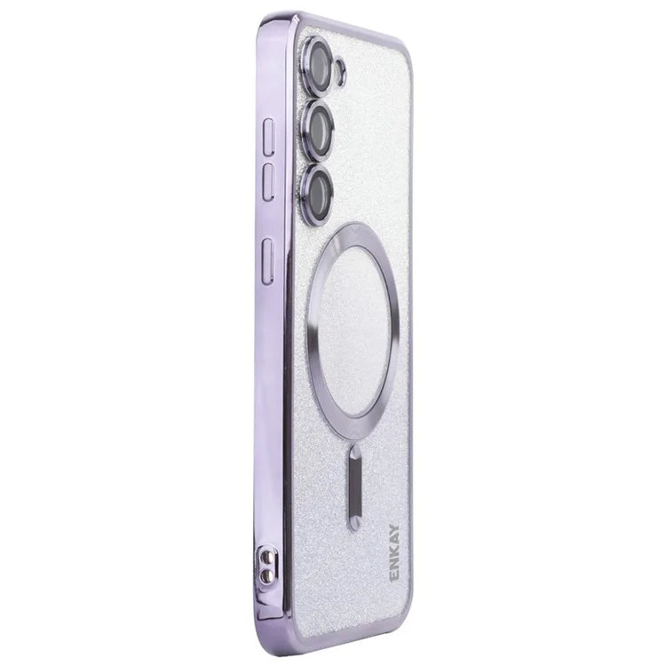 ENAKY HAT PRINCE For Samsung Galaxy S24+ Magnetic Case Glitter TPU Phone Back Cover with Lens Film
