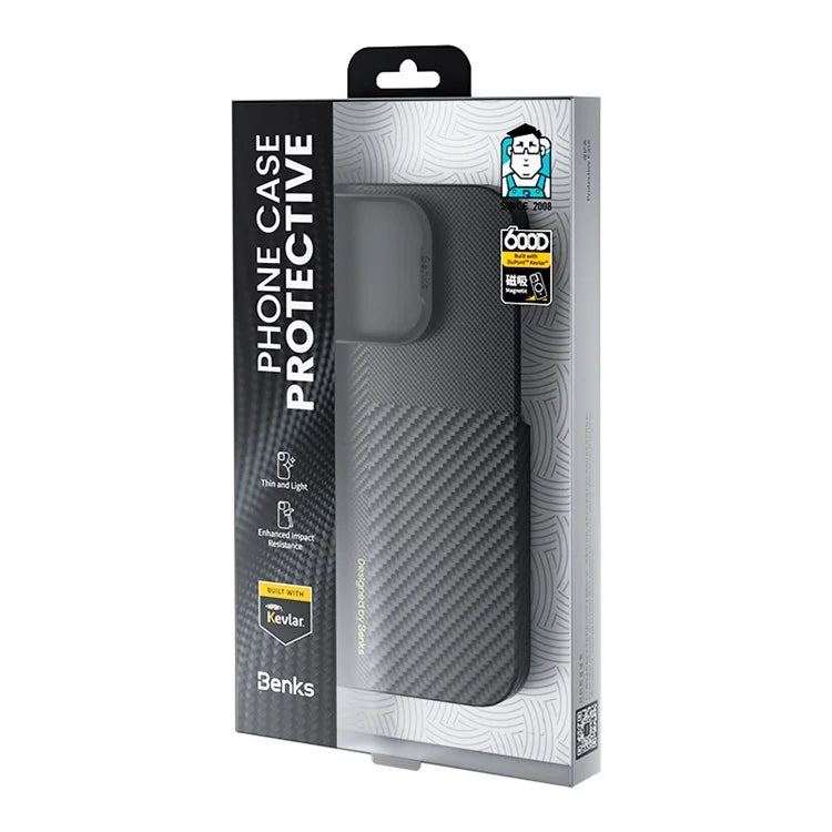 BENKS Magnetic Case for iPhone 15 Montage Splicing Kevlar Aramid Fiber Phone Cover