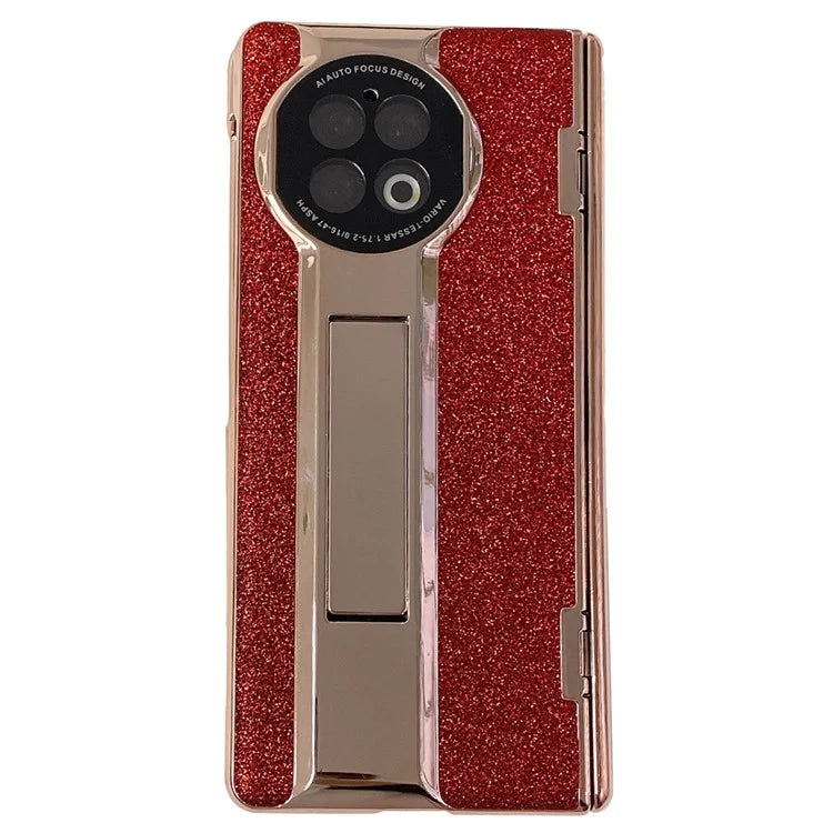 For vivo X Fold2 Kickstand Phone Case PU Leather Hard PC Glitter Cover
