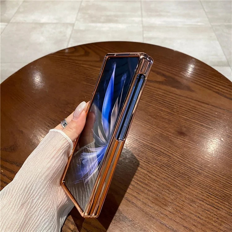 For vivo X Fold2 Kickstand Phone Case PU Leather Hard PC Glitter Cover