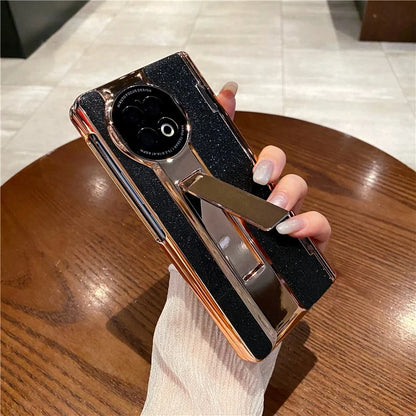 For vivo X Fold2 Kickstand Phone Case PU Leather Hard PC Glitter Cover