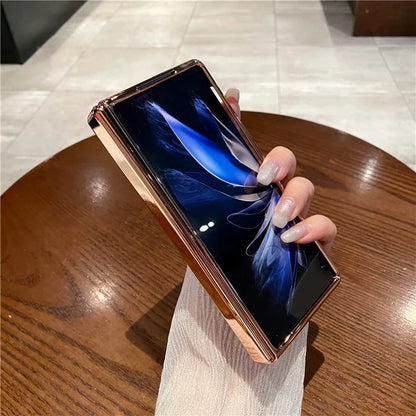 For vivo X Fold2 Kickstand Phone Case PU Leather Hard PC Glitter Cover