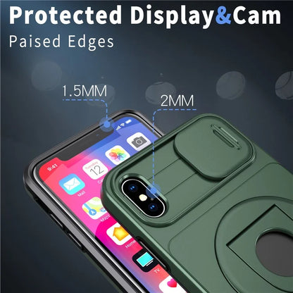 For iPhone XS Max Phone Case TPU+PC Magnetic Cover Camera Protectionish Green