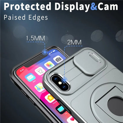 For iPhone XS Max Phone Case TPU+PC Magnetic Cover Camera Protection