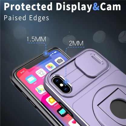 For iPhone XS Max Phone Case TPU+PC Magnetic Cover Camera Protection