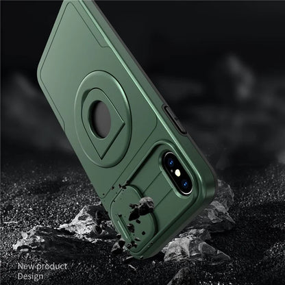For iPhone X / XS Magnetic Case Kickstand Anti-Scratch Armour Phone Coverish Green