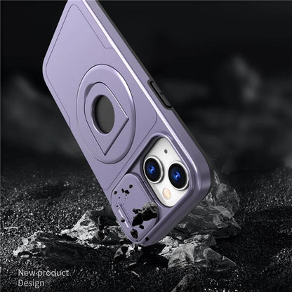 For iPhone 13 / 14 Phone Case Kickstand Magnetic Back Shell with Slide Camera Cover