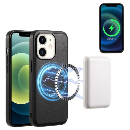 DENIOR For iPhone 12  / 12 Pro Magnetic Phone Case Cowhide Texture PU Leather Back Cover