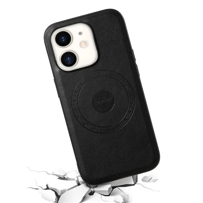 DENIOR For iPhone 12  / 12 Pro Magnetic Phone Case Cowhide Texture PU Leather Back Cover