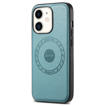 DENIOR For iPhone 12  / 12 Pro Magnetic Phone Case Cowhide Texture PU Leather Back Cover