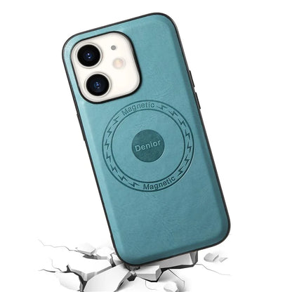 DENIOR For iPhone 12  / 12 Pro Magnetic Phone Case Cowhide Texture PU Leather Back Cover