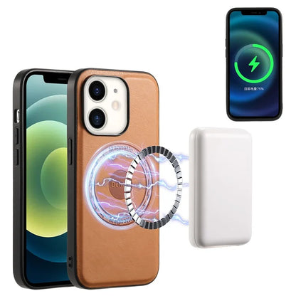 DENIOR For iPhone 12  / 12 Pro Magnetic Phone Case Cowhide Texture PU Leather Back Cover