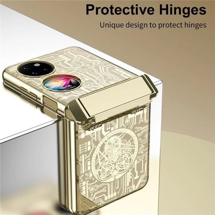 Mechanical Legend Series for Huawei P50 Pocket Electroplating Case Hinge Kickstand PC Cover