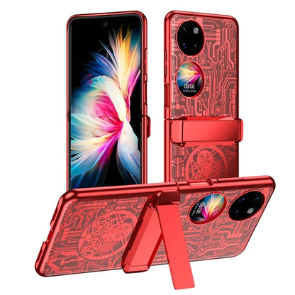 Mechanical Legend Series for Huawei P50 Pocket Electroplating Case Hinge Kickstand PC Cover
