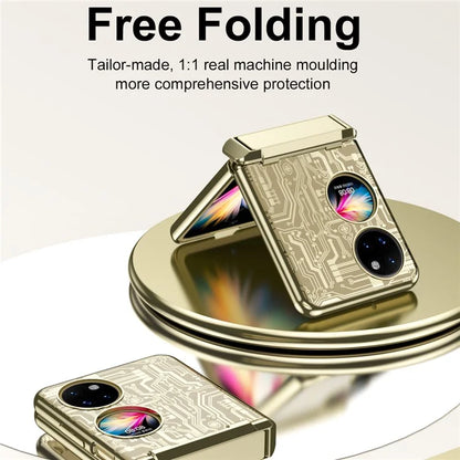 Mechanical Legend Series for Huawei P50 Pocket Electroplating Case Hinge Kickstand PC Cover