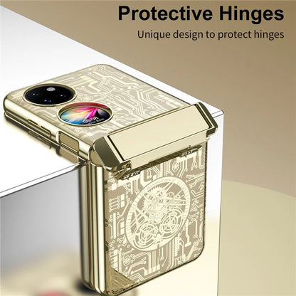 Mechanical Legend Series for Huawei P50 Pocket Electroplating Case Hinge Kickstand PC Cover