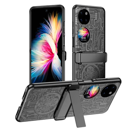 Mechanical Legend Series for Huawei P50 Pocket Electroplating Case Hinge Kickstand PC Cover