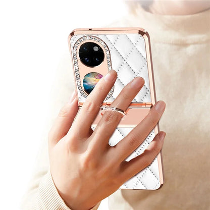 For Huawei Pocket 2 Phone Case Kickstand Cover Rhombic Pattern Rhinestone Decor