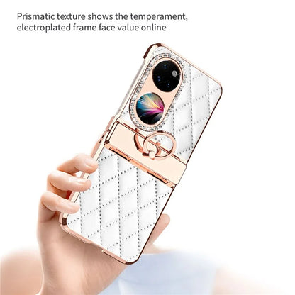 For Huawei Pocket 2 Phone Case Kickstand Cover Rhombic Pattern Rhinestone Decor