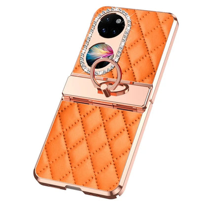 For Huawei Pocket 2 Phone Case Kickstand Cover Rhombic Pattern Rhinestone Decor