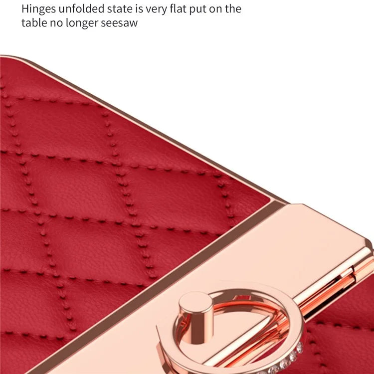 For Huawei Pocket 2 Phone Case Kickstand Cover Rhombic Pattern Rhinestone Decor