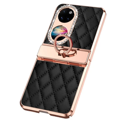 For Huawei Pocket 2 Phone Case Kickstand Cover Rhombic Pattern Rhinestone Decor