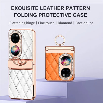 For Huawei Pocket 2 Phone Case Kickstand Cover Rhombic Pattern Rhinestone Decor