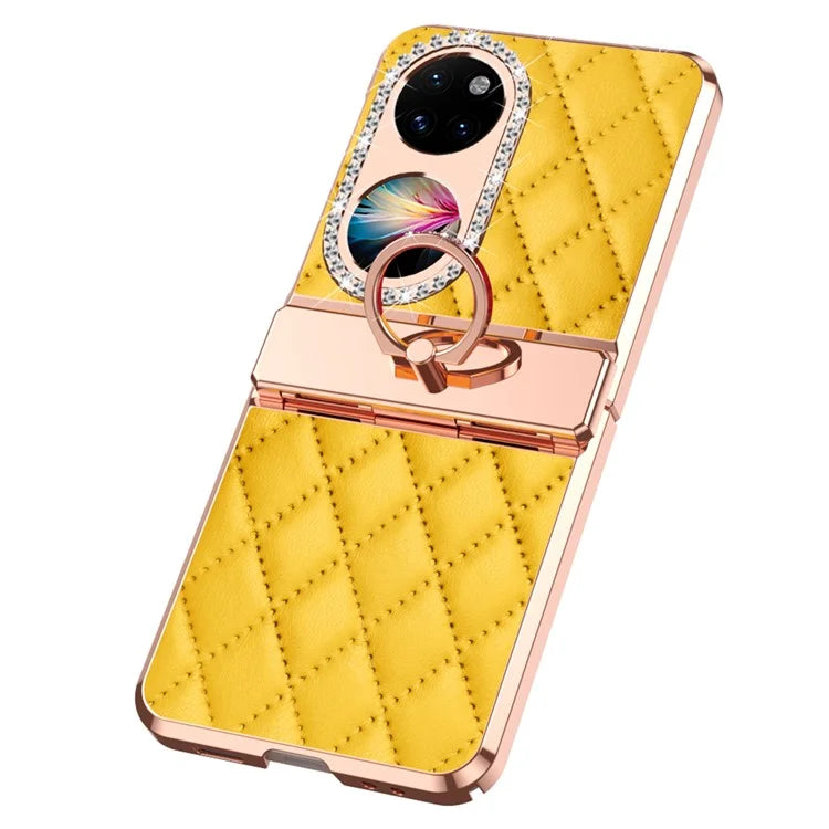 For Huawei Pocket 2 Phone Case Kickstand Cover Rhombic Pattern Rhinestone Decor