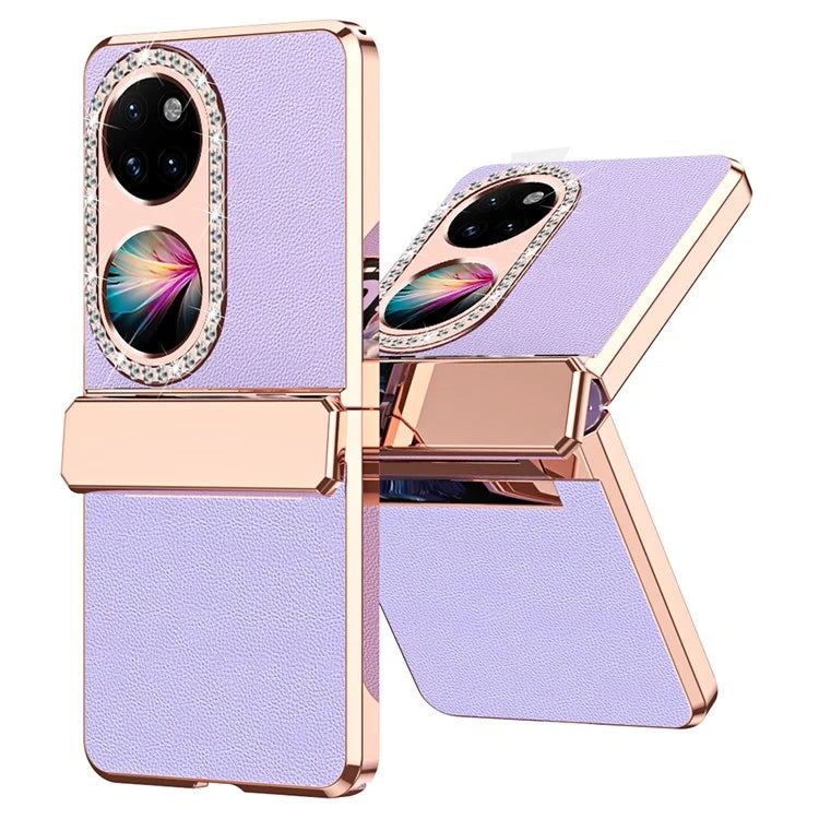 For Huawei Pocket 2 Phone Case Litchi Texture Leather Coated PC Back Cover