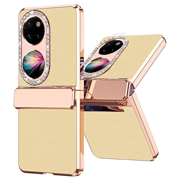 For Huawei Pocket 2 Phone Case Litchi Texture Leather Coated PC Back Cover
