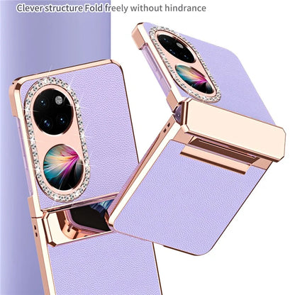 For Huawei Pocket 2 Phone Case Litchi Texture Leather Coated PC Back Cover