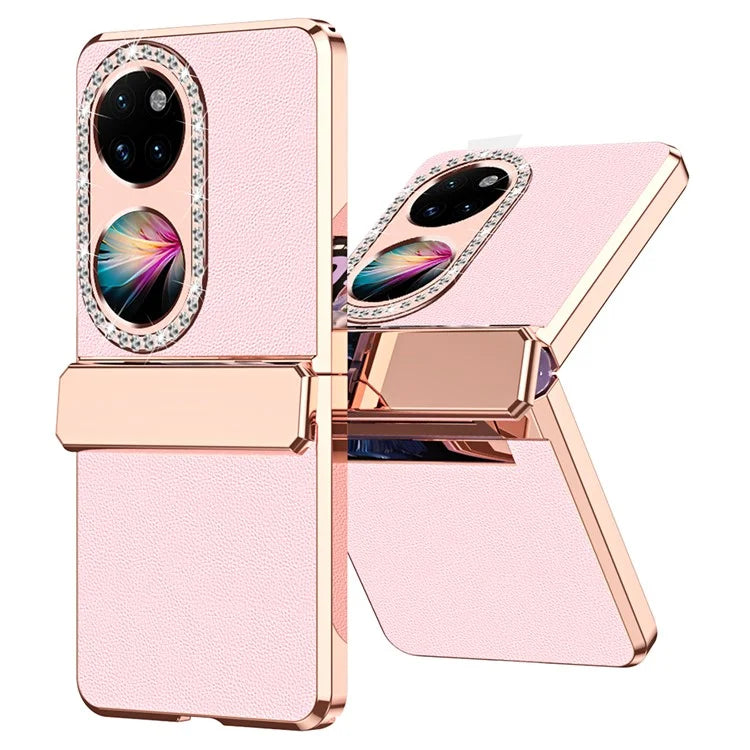 For Huawei Pocket 2 Phone Case Litchi Texture Leather Coated PC Back Cover
