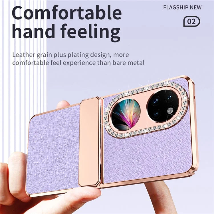For Huawei Pocket 2 Phone Case Litchi Texture Leather Coated PC Back Cover